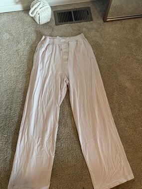 SKIMS Light Blush Wide-Leg Lounge Track Pants